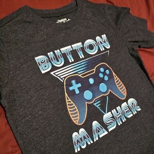 Oshkosh Boys Button Masher Gamer Short Sleeve Graphic T-Shirt Blue Size 8 Medium